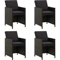 Syfax Gartenstühle mit Kissen 4 Stk. Poly Rattan Schwarz
