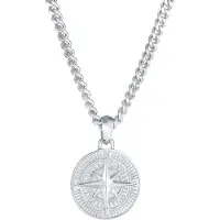 KUZZOI Kette mit Anhänger "Halskette Herren Panzerkette Kompass Maritim 925er Silber" Gr. 50, silber, Halsketten, Herren, 50, ohne Stein, Silber 925 (Sterlingsilber), Kette mit Anhänger