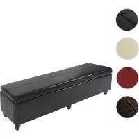 Mendler Bank Sitzbank mit Aufbewahrung Kriens XXL, Kunstleder, 180x45x45cm MVG-zertifiziert ~ schwarz
