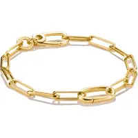 Thomas Sabo Charm-Armband "Charm Club Connect: Paperclip mit einem Connect Link" Gr. 17, gold (gelbgoldfarben), Armbänder, Damen, 17, Silber 925 (recycelt), Charm-Armband