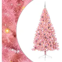 vidaXL Künstlicher vorbeleuchteter Weihnachtsbaum Rosa 240 cm PVC