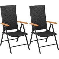 Syfax Stapelbare Klappstühle, 2 Stück, Polyrattan, Schwarz