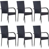 Syfax Stapelbare Gartenstühle 6 Stk. Poly Rattan Schwarz
