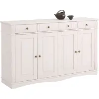 Otto Home Sideboard "Teresa", weiß, B:152cm H:90cm T:37cm, Sideboards, Sideboard, Kommode, 4-türig, Breite 152 cm, aus massiver Kiefer, FSC