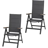 Siena Garden Gartensessel "Tesoro Klappsessel 2er-Set FSC", anthrazit, B:60,5cm H:111cm T:69cm, Sessel, Gartensessel, Alu, Textil, Teak FSC 100 %