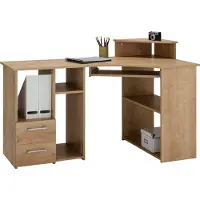 VOGL Möbelfabrik Schreibtisch VOGL MÖBELFABRIK "Sam", braun (wildeichefarben), B:137cm H:87cm T:73cm, Tische, Schreibtisch, Eckschreibtisch, Tastaturauszug, Monitoraufsatz & opt. Towerfach