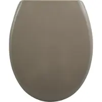 Spirella WC Sitz Toilettendeckel Duroplast mit Absenkautomatik und auf Knopfdruck abnehmbar zur Reinigung in Taupe – Easy Fix Clip System