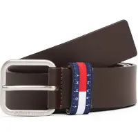 Tommy Hilfiger Ledergürtel TOMMY JEANS "TJM RYAN 3.5 cm breit", Herren, Gr. 115, braun (schwarz braun), Rindsleder, Gürtel Ledergürtel, mit Logo auf Gürtelschlaufe