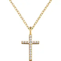 Engelsrufer Kette mit Anhänger "Kreuz", gold (gelbgoldfarben, kristallweiß), Halsketten, Damen, Silber 925 (Sterlingsilber), L: 42 B: 1,2mm, Kette mit Anhänger, mit Zirkonia (synth.), B:1,2mm