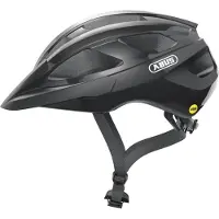 ABUS Rennradhelm Macator MIPS - Fahrradhelm für Einsteiger mit Schirm - geeignet für Zopfträger/-innen - für Damen und Herren - Schwarz Glänzend, Größe L (58-62 cm)