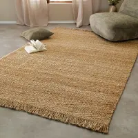 Green Looop Teppich "Dhurry", beige (natur), B:160cm H:12mm L:230cm, Jute, Teppiche, Teppich, handgewebt, robust, strapazierfähig, Jute, Natur, Wohnzimmer