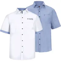 Jan Vanderstorm Kurzarmhemd "Doppelpack Hemd EVIN", Herren, Gr. XXXL, blau (weiß hellblau), Obermaterial: 100% Baumwolle CO., unifarben, comfort fit normal, Hemden Kurzarmhemd