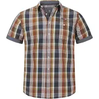 Jan Vanderstorm Karohemd "Kurzarmhemd REEDO", Herren, Gr. 4XL, bunt (rost blau kariert), Hemden Karohemd