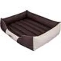 TexCorp Hundekissen Hundebett - Bezug abnehmbar - Waschbar - Comfort - 65 x 50 x 20 cm [Größe: L] - Braun mit Beige