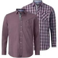 Jan Vanderstorm Langarmhemd "Doppelpack Hemd JULIAN", Herren, Gr. 4XL, weit, rot (rot kariert), Obermaterial: 100% Baumwolle CO., Hemden Langarmhemd