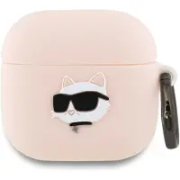 Karl Lagerfeld KLA4RUNCHP AirPods 4 Hülle pink Silikon Choupette Kopf 3D