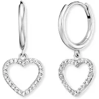 Engelsrufer Paar Creolen "Herz", silber (silberfarben, kristallweiß, kristallweiß), Ohrringe, Damen, Silber 925 (Sterlingsilber), Paar Creolen, Made in Germany - mit Zirkonia (synth.)