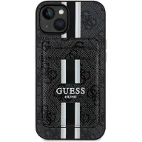 GUESS 4G Streifen MagSafe Geldbörse Apple iPhone 15 schwarz