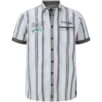 Jan Vanderstorm Streifenhemd "Kurzarmhemd SVENHART", Herren, Gr. XXL, weit, weiß (weiß gestreift), Obermaterial: 100% Baumwolle CO., Hemden Streifenhemd