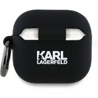 Karl Lagerfeld KLA4RUNKCHK AirPods 4 Hülle schwarz/schwarz Silikon Karl&Chaupette Kopf 3D