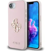 GUESS PolyurethanGrained 4g Metal Logo Iphone 16e Handyhülle Rosa Rosa One Size