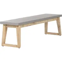 Beliani Bank Grau / Heller holzfarbton Faserzement / Akazienholz 160 cm Indoor & Outdoor Garten Schlafzimmer Wohnzimmer