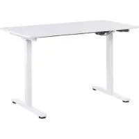 Beliani Schreibtisch Weiß Faserplatte 120 x 60 cm Elektrisch Höhenverstellbar Rechteckig Metallgestell Industriell Modern Büro Jugendzimmer Wohnzimmer