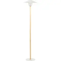 Beliani Stehlampe Weißer Metallschirm Eichenholzrahmen Minimalistisch Skandinavischer Stil