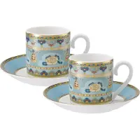 Villeroy & Boch Tasse "Espressotassen mit Untertassen Samarkand Aquamarin 50 ml 2er Set blau", blau, B:12,6cm H:7,8cm Ø:12,6cm, Porzellan, Trinkgefäße, Tasse, Spülmaschinenfest