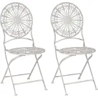Beliani 2er Set Garten Bistro Stühle Weißes Metall Zusammenklappbar Außenbereich Gestaltet Effekt UV-Rostbeständigkeit Französisch Retro-Stil
