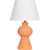Beliani Tischlampe Orange und Weiß Keramik Vasenform 48 cm Stoffschirm Trommelform Empireform Kabel mit Schalter Modern Skandi Schlaf- u. Wohnzimmer