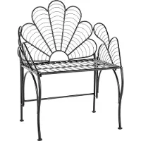 Beliani Gartenstuhl Schwarz Eisen Pulverbeschichtung Blumenform Retro Design Boho Stil Modern für Garten Terasse Outdoor Außenbereich