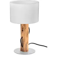 Nowa Tischlampe Norin Holz mit weißer Motorhaube
