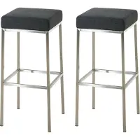 CLP 2er Set Barhocker Montreal I Gepolsterte Barstühle mit Stoffbezügen I Tresenhocker mit Metallgestellen, Farbe: dunkelgrau, Gestellfarbe: edelstahl