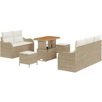 vidaXL Garten-Sofa-Set 8 Stk. 7-Sitzanzahl Beige