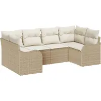 vidaXL Garten-Sofa-Set 6 stk. Beige und Weiß Poly Rattan