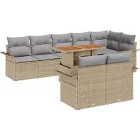 vidaXL Garten-Sofa-Set 9 stk. Beige Poly Rattan