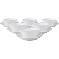 Villeroy & Boch Tasse "Suppentassen mit Untertassen Cellini 400 ml 6er Set weiß", weiß, Porzellan, Trinkgefäße, Tasse