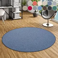 Otto Home Teppich "Fortis, Schlinge, Made in Netherlands", blau (dunkelblau), H:5mm Ø:100cm, Kunstfaser, Teppiche, Teppich, Uni Farben, gekettelt, strapazierfähig, Wohnzimmer
