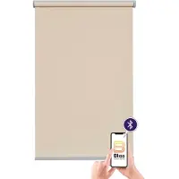 Sunlines Elektrisches Rollo "Miami" Lichtschutz Sichtschutz mit Bohren freihängend appgesteuert via Bluetooth, mit Motor & Akku, silberfarbener Fallstab
