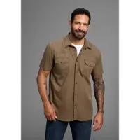 Arizona Kurzarmhemd , Herren, Gr. 37/38 (S), N-Gr, grün (olive), Obermaterial: 100% Baumwolle, Basic, normal normal, Hemden Kurzarmhemd, im Western-Stil