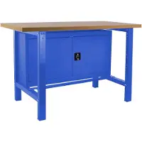 Simon Rack PROREGAL Werkbank BUFFALO WOOD mit Schrank | HxBxT 87x180x75cm | Traglast 600kg | Blau