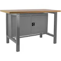 Simon Rack PROREGAL Werkbank BUFFALO WOOD mit Schrank | HxBxT 87x150x75cm | Traglast 600kg | Grau