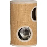 PawHut Kratztonne 60 cm Hoch Katzentonne mit 2 Höhle, für Katze bis 5 kg
