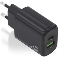 Aisens A110-0912 GaN Wall Charger/ 1xUSB Type-C/ 1xUSB/ 25W/ Black