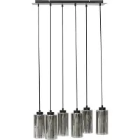 Beliani Hängelampe in Grau / Schwarz aus Rauchglas 6-Flammig Modernes Design Pendelleuchte für Esszimmer Esstisch Wohnzimmer Industrial Style