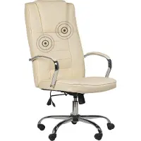 Beliani Massagesessel Beige Kunstleder Verschromtes Metall mit Heizfunktion Büro Arbeitszimmer elegant