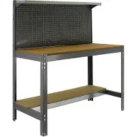 Simon Rack PROREGAL Werkbank BUFFALO mit Werkzeugwand und Ablage | HxBxT 84x120x61cm | Traglast 600kg | Grau