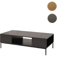 Mendler Couchtisch HWC-O39, Tisch Sofatisch Beistelltisch Ablage Fächer, Melamin MDF 39x120x60cm Holzoptik schwarz