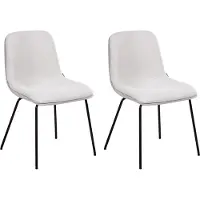 Beliani Esszimmerstühle 2er Set Hellgrau Stoff Gepolstert mit Schwarzen Beinen Ohne Armlehnen Modernes Design Polsterstühle Küchenstühle Esszimmer Küche